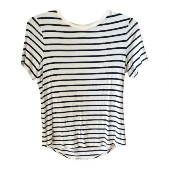 Old Navy Luxe Navy & Blue Striped Scoop Neck Tee - Picture 1 of 1
